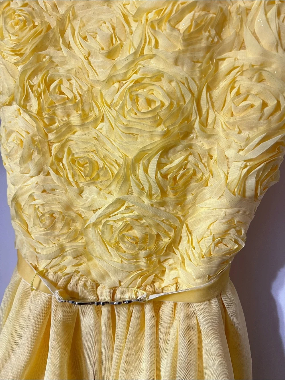 The Children's Place Bright Yellow Rosette Formal Dress with Decorative Belt